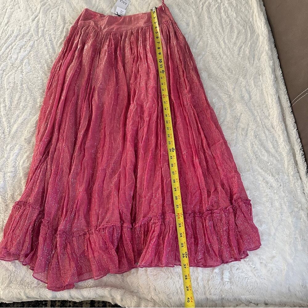 Raga Zella Lurex Maxi Skirt Size S NWT Pink Metallic Boho Resort Romantic - Picture 10 of 13